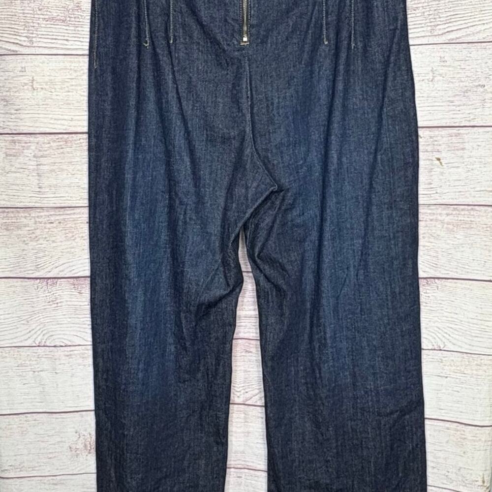 Maeve Colette Ruffle Hem High Rise Wide Leg Dark Wash Cropped Jeans Size 32 Tall - Picture 12 of 12